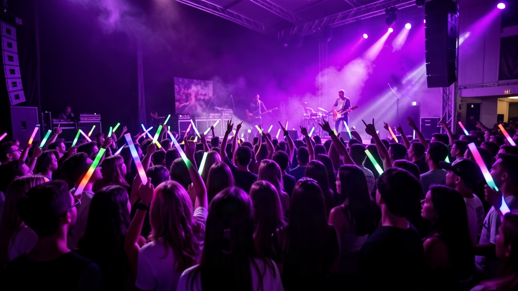 Multidão com luzes em show pop