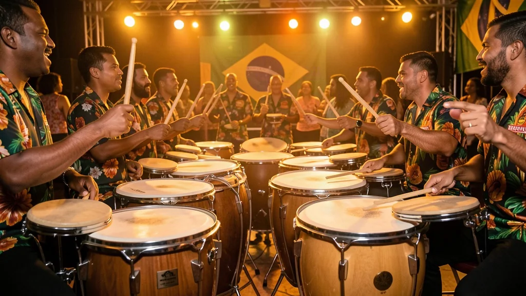 Percussão de pagode com surdos e tamborim