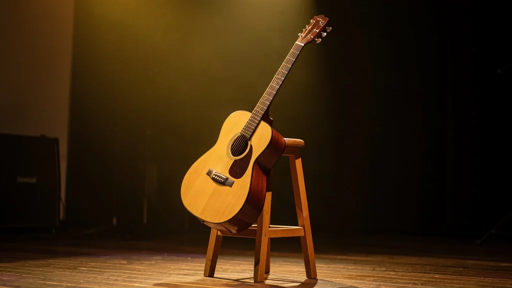 Violão em luz quente de estúdio